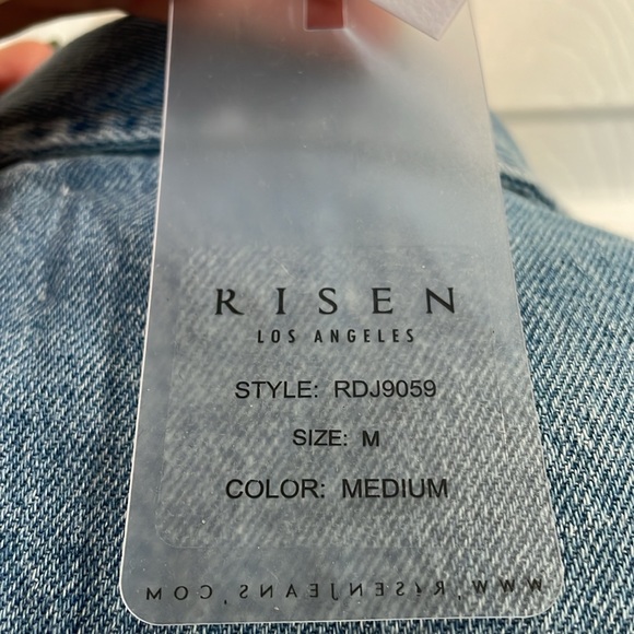 RISEN LOS ANGELES PEARL SNAP FRONT SHIRRING  LONG SLEEVE DENIM BLUE SHIRT SM MED - Picture 12 of 14